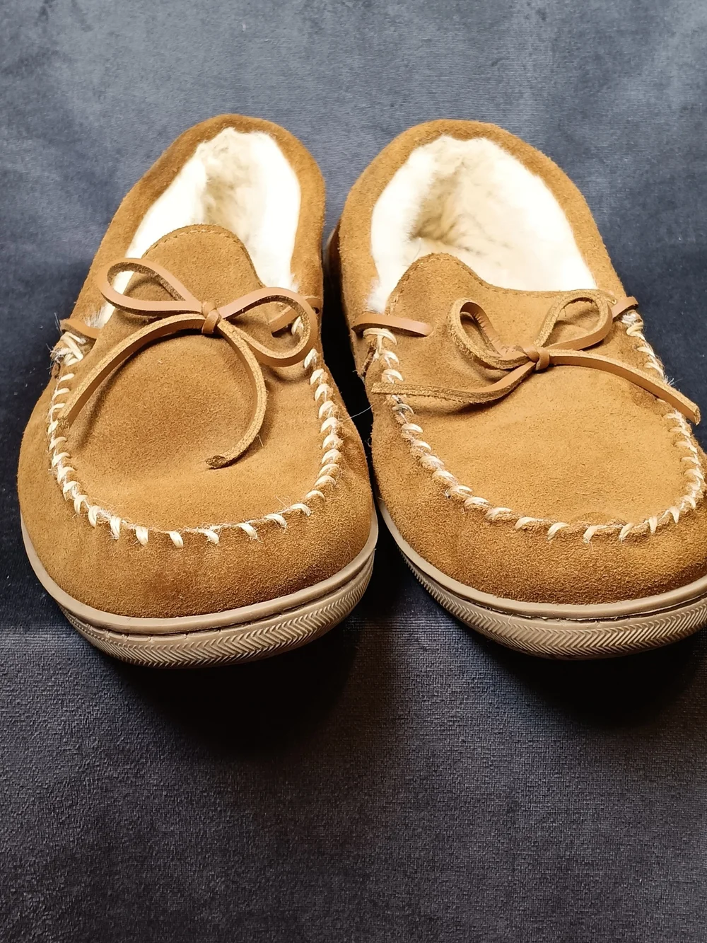 My Slippers Men’s Brown Suede Moccasin Slip-Ons with Faux Fur Lining